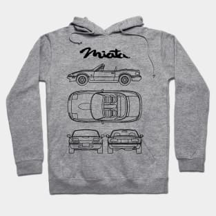 Miata NA MX-5 Blueprint Black - Mazda Miata Hoodie